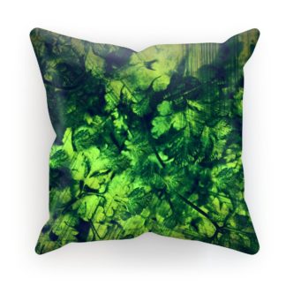 Høst pyntepute i grønn farge har organiske former og farge inspirert av skog og fjell.